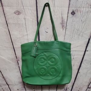 Coach Green Purse Shoulder Women Hand Bag Leather
